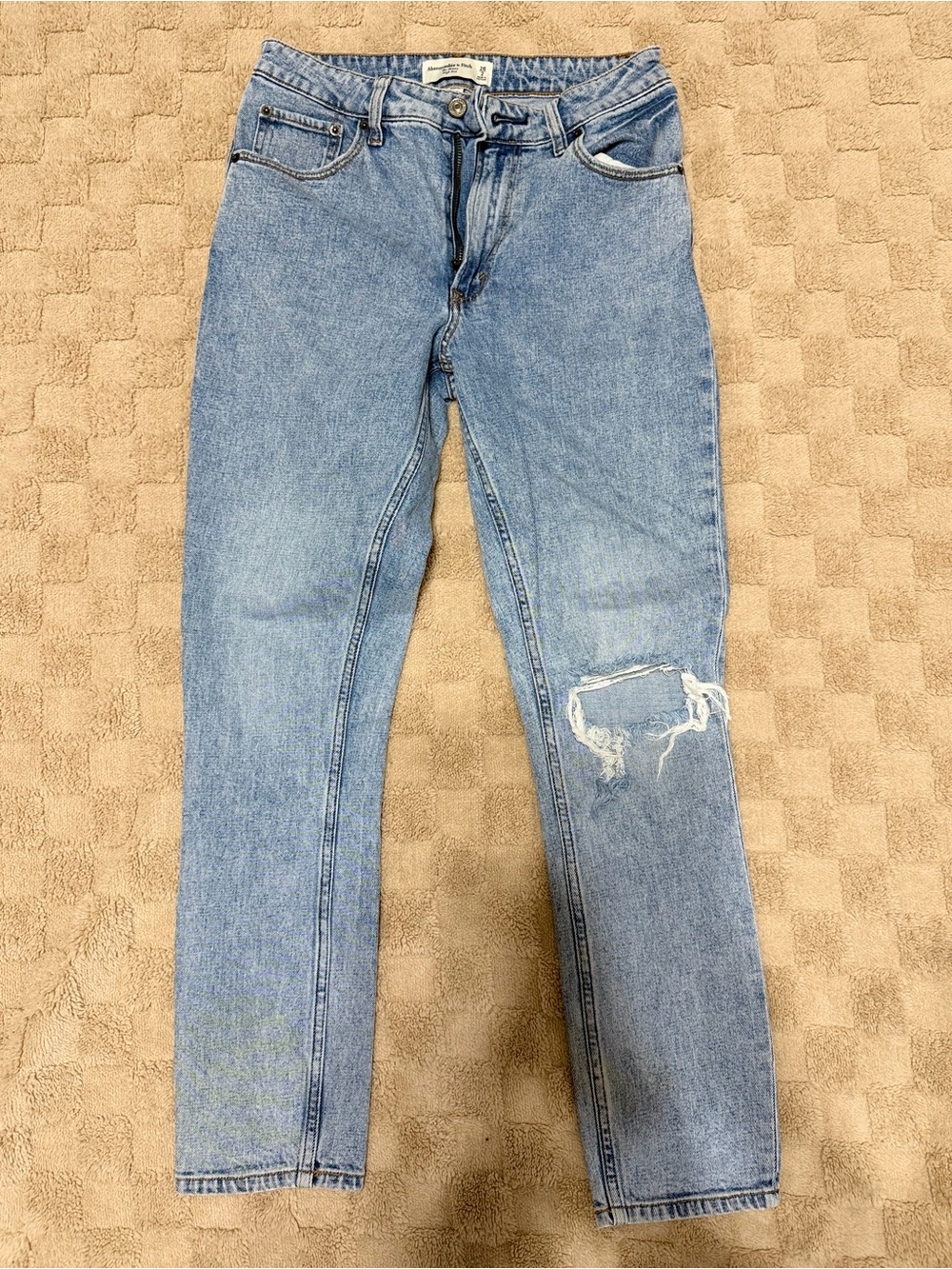 Abercrombie Curve Love High Rise Skinny Jeans 26 Distressed Light Wash